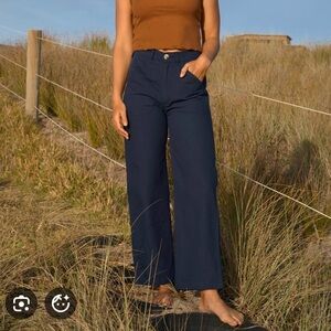 High-Rise Wide Leg Pants in Navy